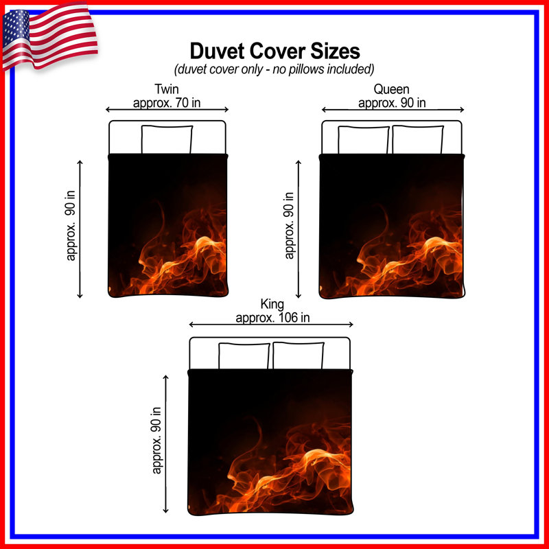 Housses de couette Fiery Flames, Queen