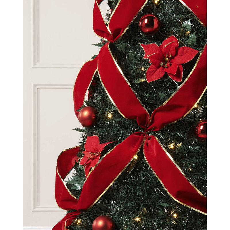Artificial Pre-Lit Pop-Up Poinsettia Christmas Tree, 6ft