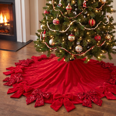 48" Round Velvet Bow Tree Skirt