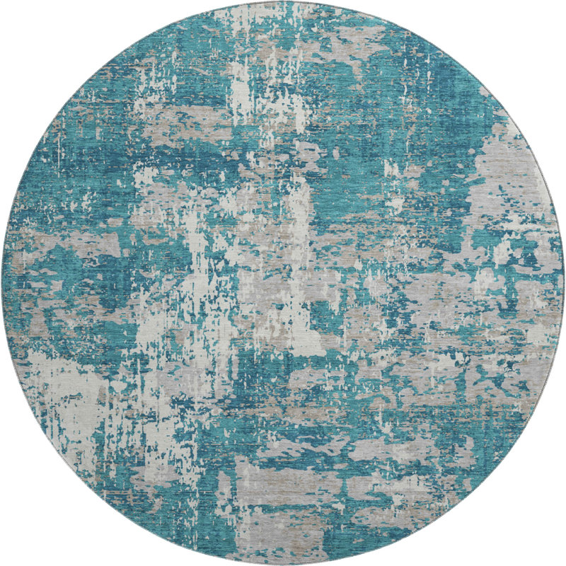 Premium Machine Washable Mayfield AMF1008 Abstract Rug, Round 8'
