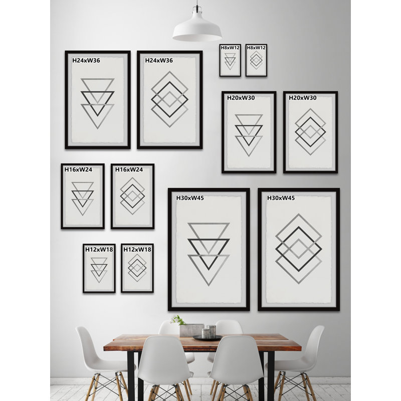 «Triangles and Diamonds Diptych», ensemble de 2 reproductions d'impressions encadrées, H 12 po x L 8 po x L 1,5 po