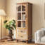 Armoire de rangement en bois rustique avec porte découpée décorative et 2 tiroirs-242173697