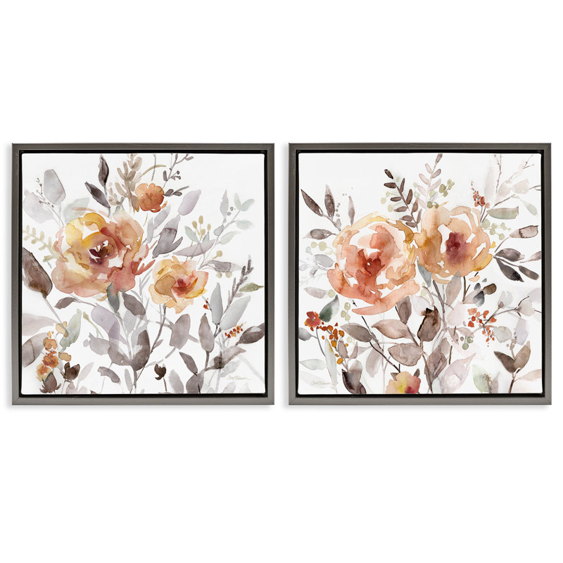 Ensemble de 2 toiles flottantes , Cadre flottant gris lustré, H 18 po x l 18 po