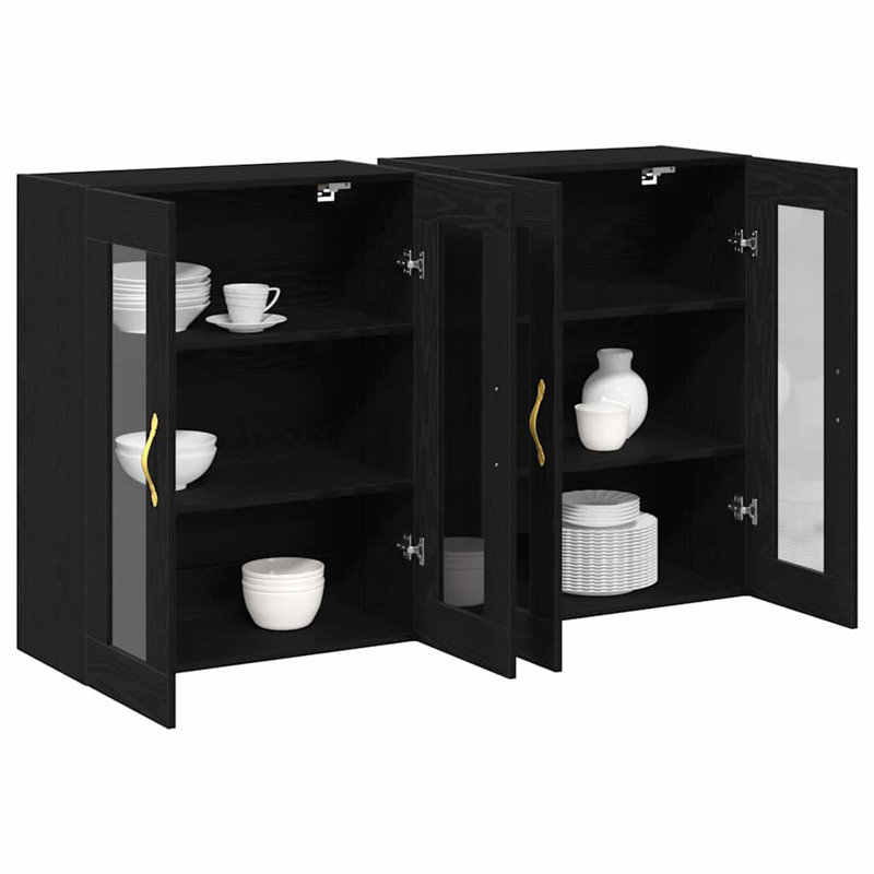Wall Mounted Cabinets 2 Pcs 69,5X34x90 Cm Engineered Wood, Black Oak