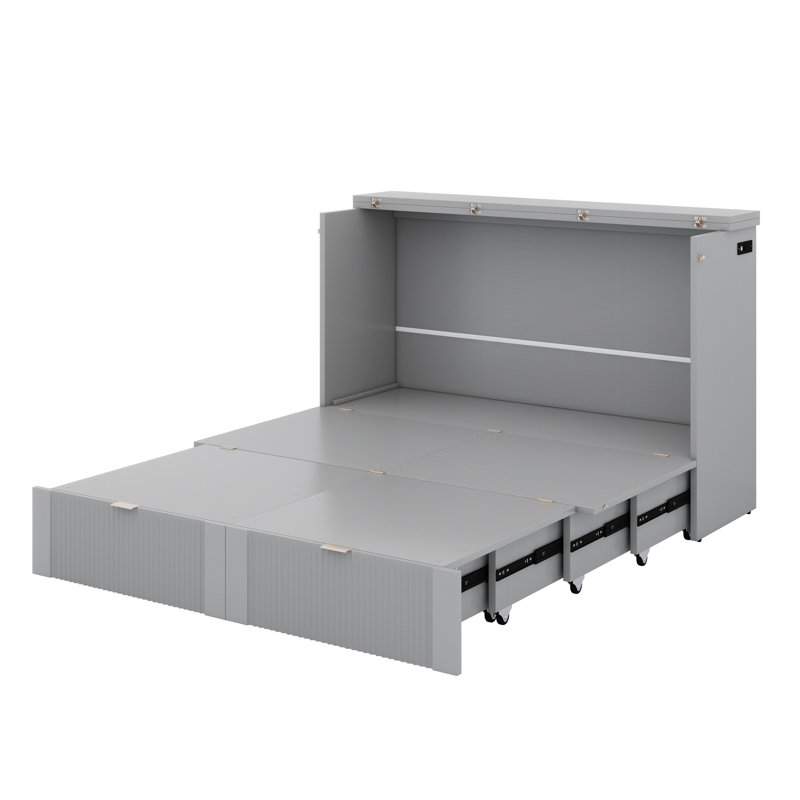 Murphy Bed With Drawer And A Set Of Sockets & USB Ports, Pulley Structure Design
