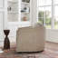  Fauteuil demi-tonneau pivotant en cuir véritable et bois de chêne-399841065
