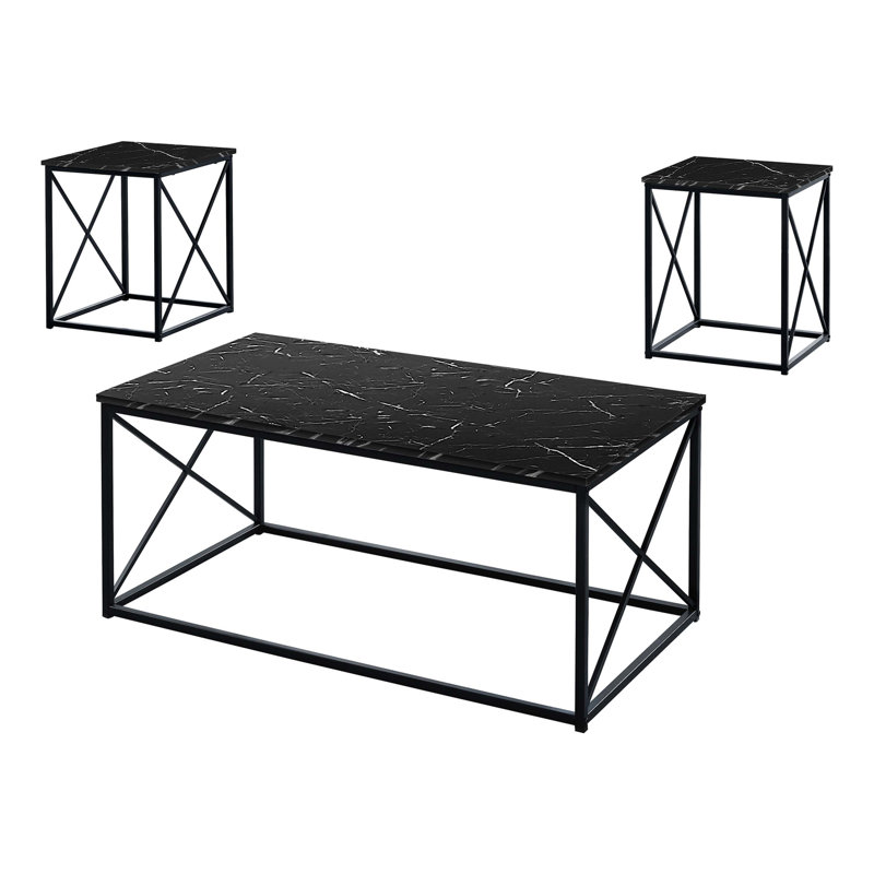 Table deux pièces, petite table basse, table de bout, table d'appoint, Noir, Noir