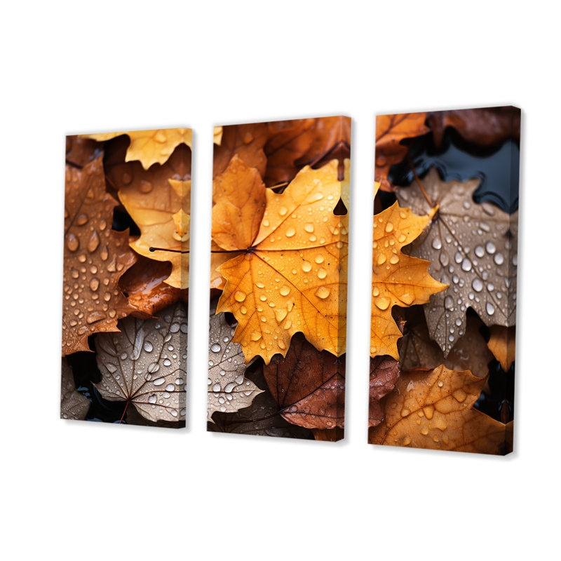 Yellow And Orange Autumn Maple Leaves 4 - Tree Maple Wall Art, Toile tendue, H 32 po x l 48 po x P 1 po