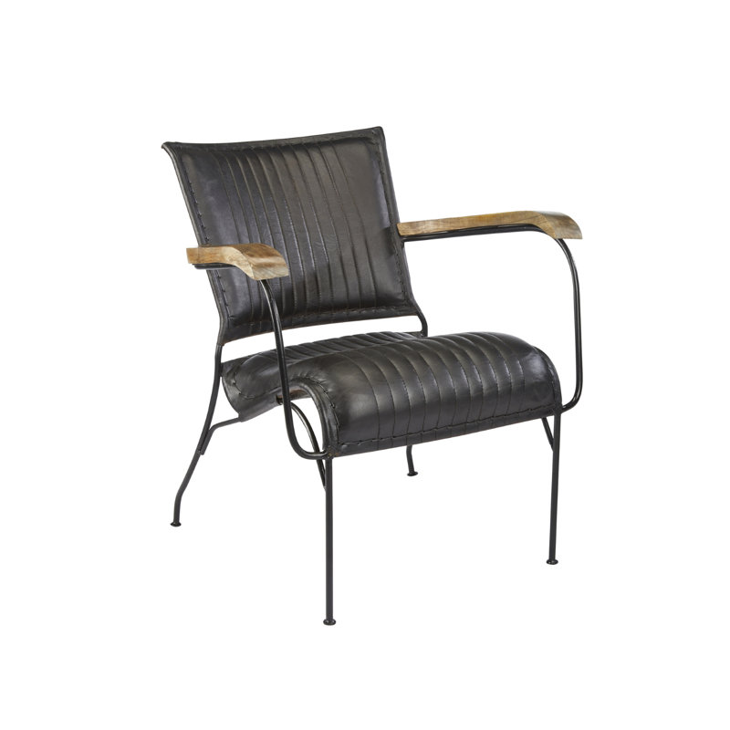 Abdulaye Upholstered Metal Armchair in Black