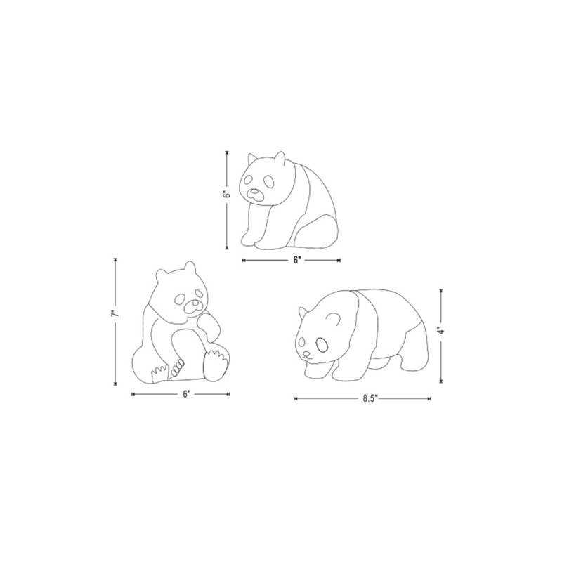 Panda Objects (Set/3), Pink/Gold