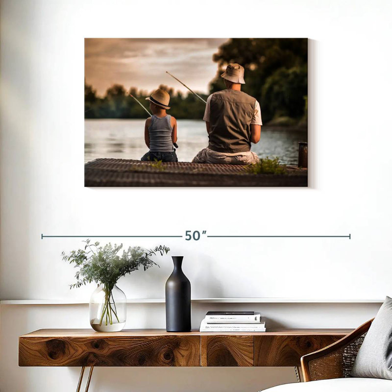 Père et fils pêchant