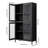 Classic Metal Storage Cabinet Display Cabinet With 4 Glass Doors 4 Shelves Cabinet Bookcase Side Cabinet For Home Office Living Room Kitchen Hallway -, Flat Tempered Glass