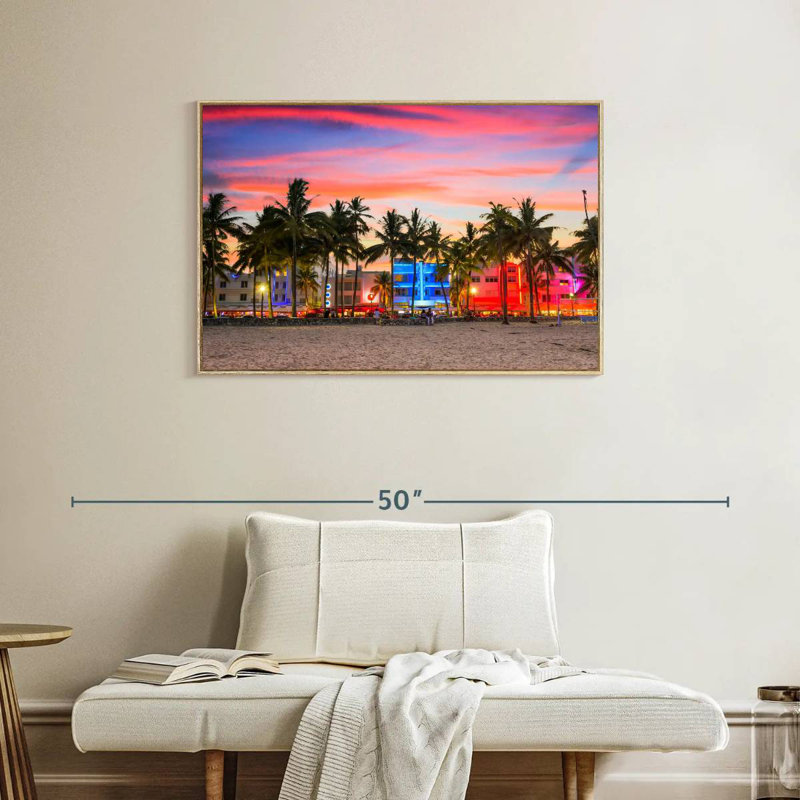 Miami Beach, États-Unis, Cadre flottant en bois naturel, 37 po x 25 po