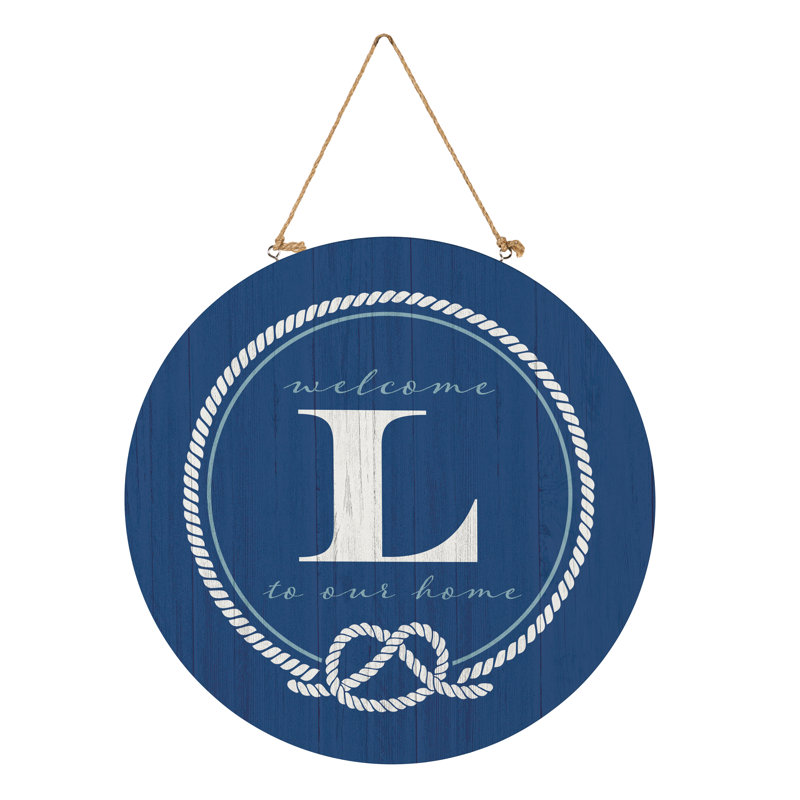 Monogramme de porte côtière L 18 po, Bleu / blanc