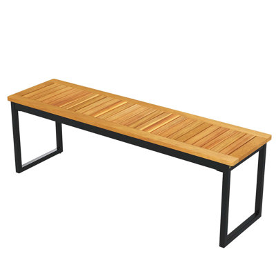 51" Wooden Outdoor Bench Patio Dining Bench With Acacia Wood Seat Natural
