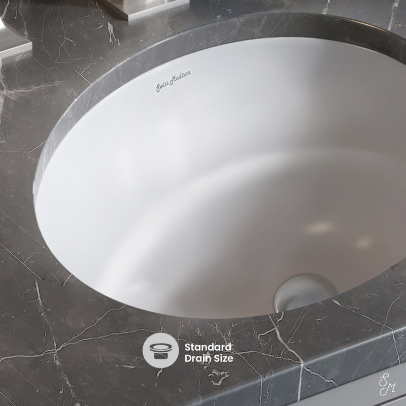Monaco 16" Ceramic Undermount Bathroom Sink, White