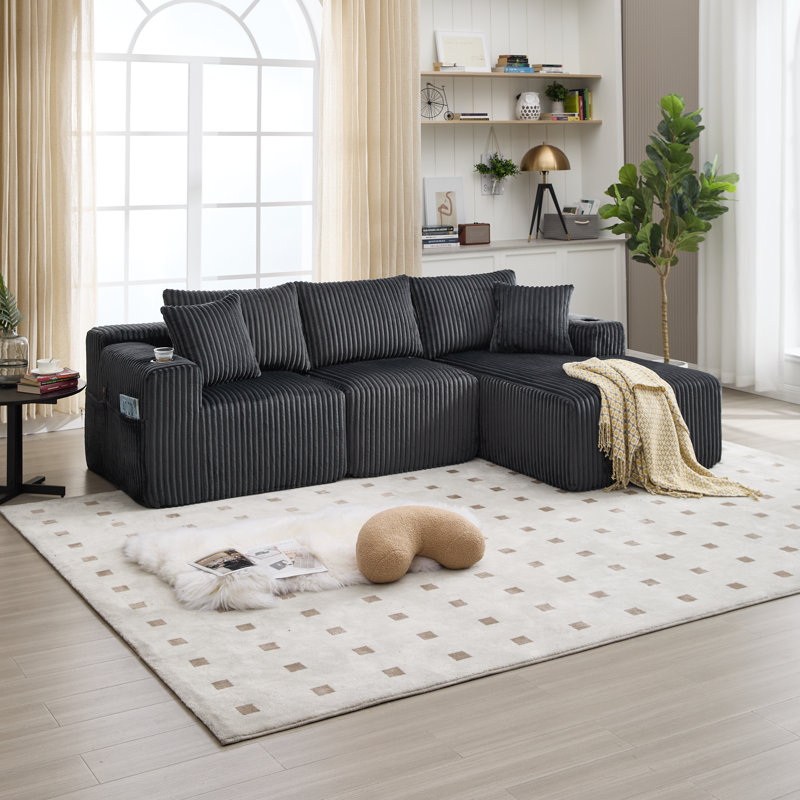 3 Seater Corduroy Sofa, Grey
