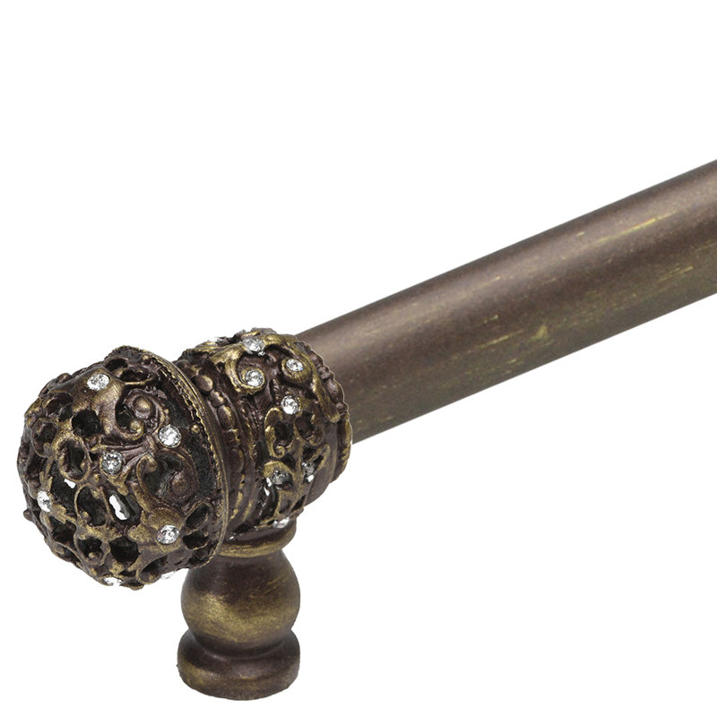 Juliane Grace 9 inches c.c. with 5/8 smooth center long pull small finial with 52 Swarovski Clear Crystals in Antique Brass
