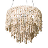 Round Wood Disk Chandelier w/ Recycled Glass Disks
