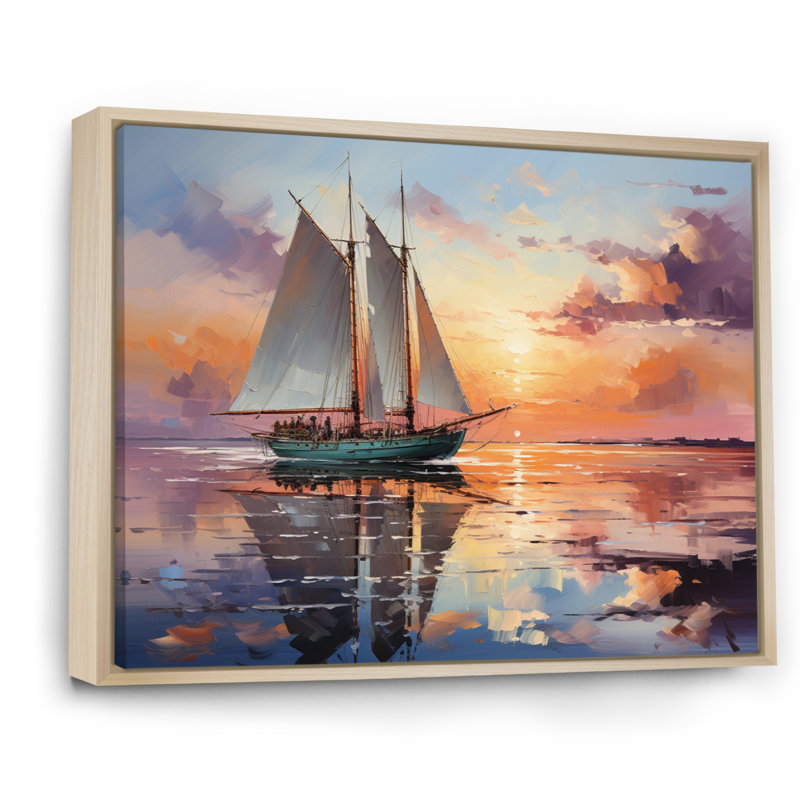 Volner voilier maritime, mélodie I sur toile, H 30 po x l 40 po x P 1,5 po, Cadre naturel flottant