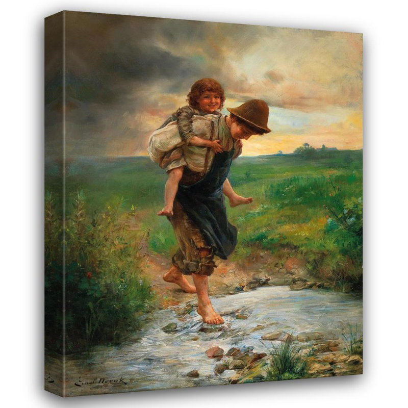 «Piggyback» par Ernst Nowak - Art mural sur toile tendue avec châssis, H 24 po x l 17 po