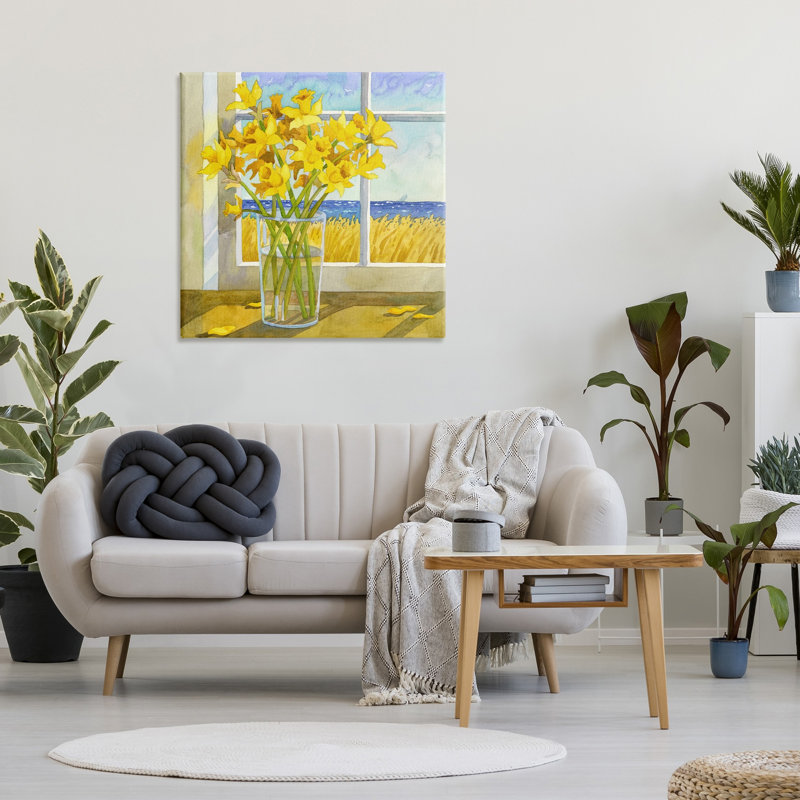 Stupell Industries Daffodils In Seaside Window Canvas Wall Art Design By Robin Altman, H 36 po x l 36 po x P 1,5 po