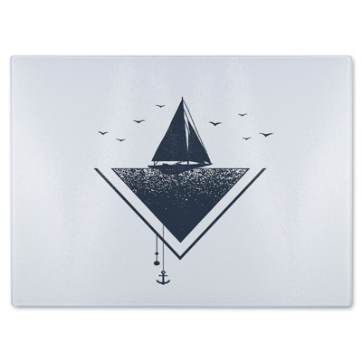 Sailboat At Sea Glass Chopping Board