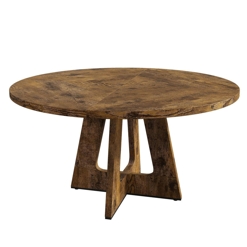 47-Inch Round Large Dining Table , Dinner Table with Wooden Top and Legs for Home Dining Room
