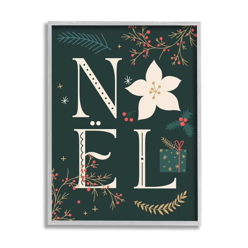 «Noel with Christmas Bloom», art de la giclée encadrée par Lil 'Rue, Estampe numérique Farmhouse
