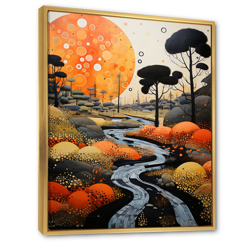 Caustings Geyser Geotheral Wonder Pointillism III, H 44 po x l 34 po x P 1,5 po, Cadre flottant doré