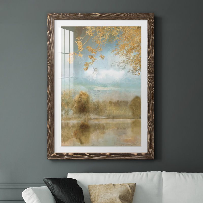 Golden Fall - impression encadrée, H 37,5 po x l 27,5 po x P 1,5 po, Papier, cadre noyer