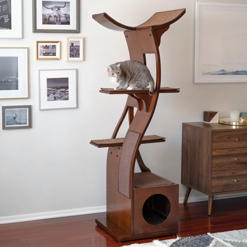 69" Lotus Cat Tree, Mahogany