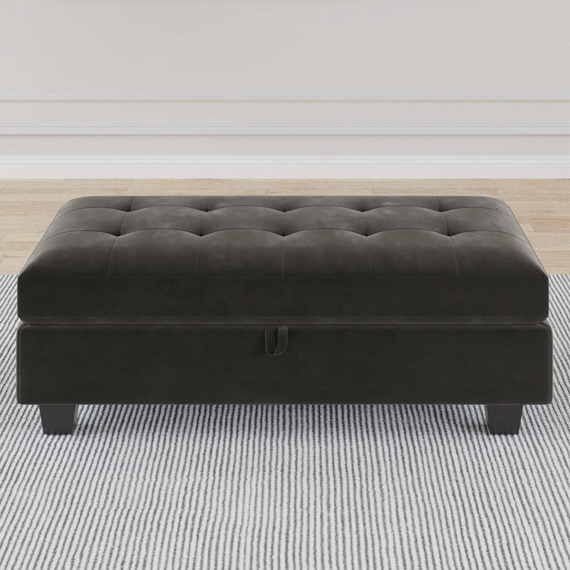 Tabouret de rangement avec repose-pieds de 46,9 po Skerl, Gris