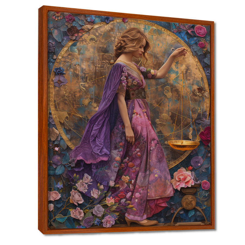 «Mauve Astrology Cosmic Compromise Libra», impression d'art mural, Cadre flottant brun, H 32 po x l 24 po x P 1 po