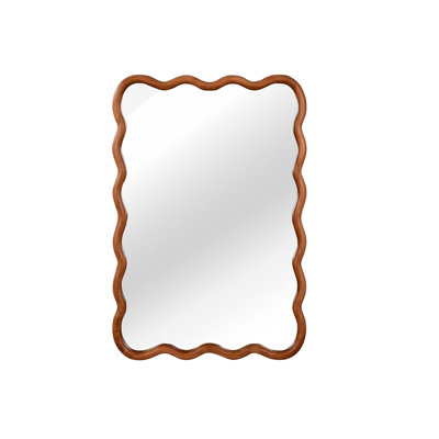 Wavy Rectangle Solid Wood Frame Decorative Mirror,For Bedroom, Bathroom, Living Room, Entryway