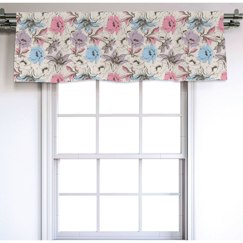 Sateen Floral Ruffled Window Valance
