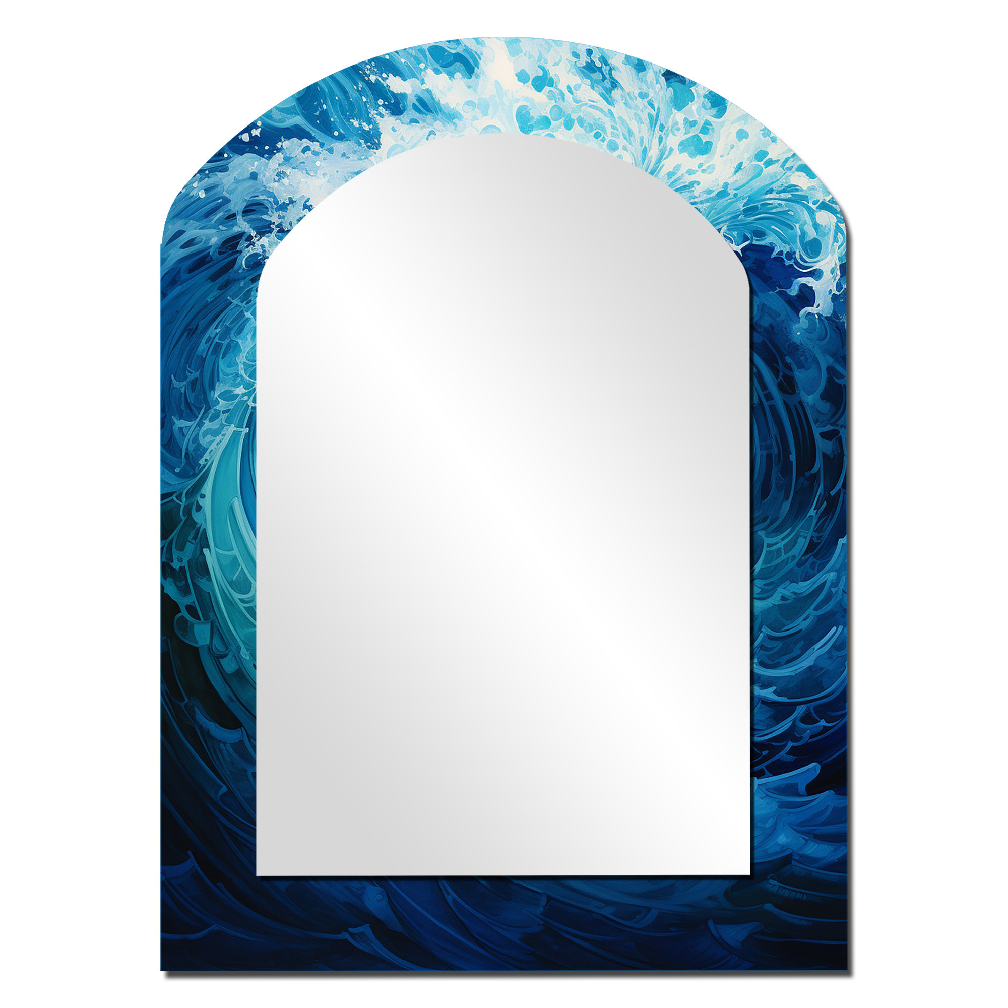 East Urban Home Tidal Twist Wave Vortex - Blue Modern Arch Wall Mirror ...