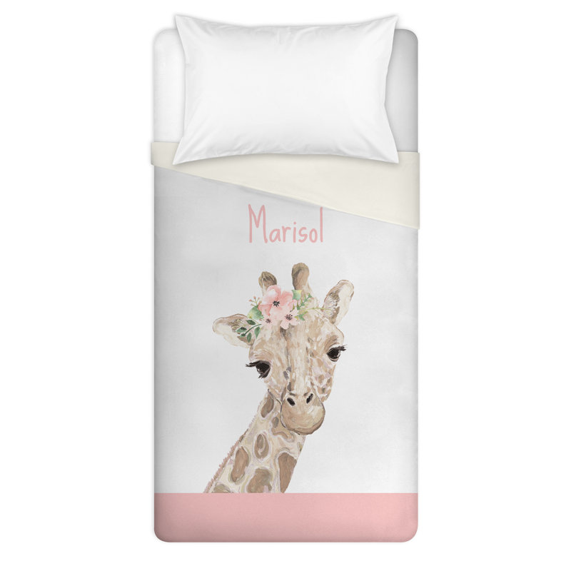 Housse de couette bébé girafe avec fleurs