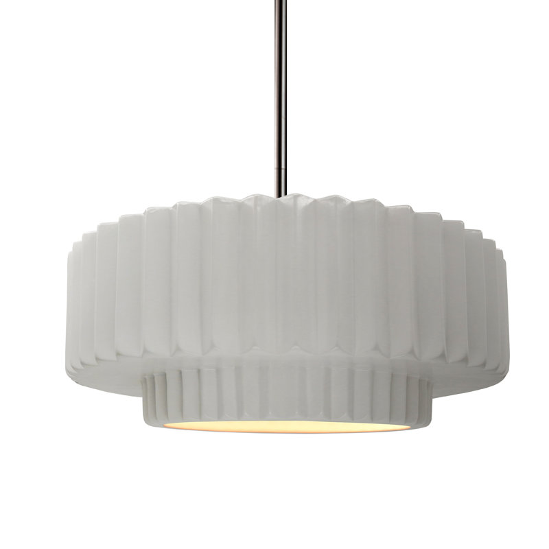 Luminaire suspendu 1 lumière Meydan, H 5,25 po x l 14,5 po x P 14,5 po, Bisque, Nickel brossé