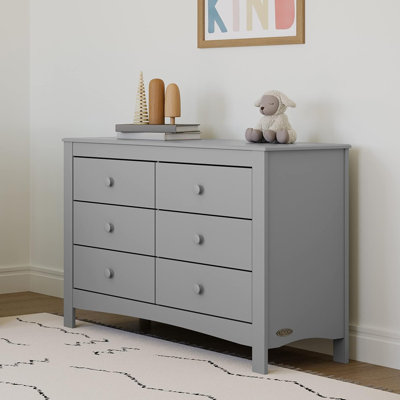 Commode de chambre à 6 tiroirs (gris galet) - GREENGUARD Commode de chambre de bébé certifiée Gold