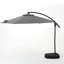Parasol chic simple en forme de banane pour l'extérieur, cadre en aluminium, abat-jour gris avec cadre et base de jardin incluse