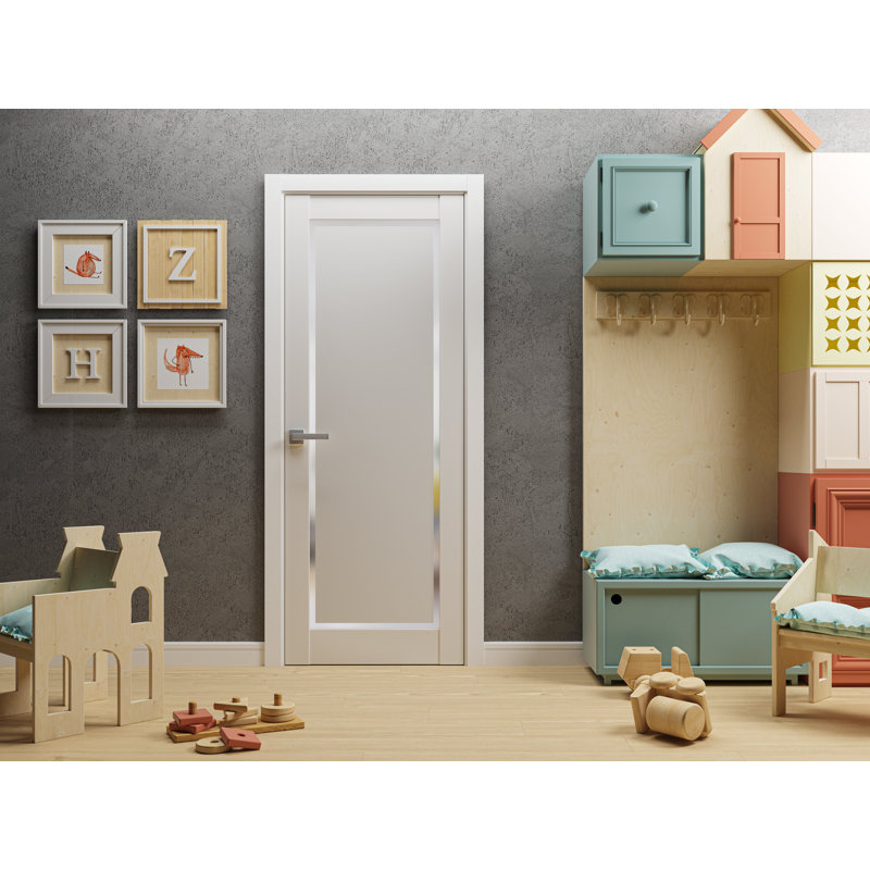 Porte en verre massif blanc planique Planum, 28 po x 96 po