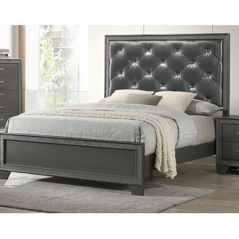 Tête de lit tapissier capitonnée gris foncé 1pc, Grand lit