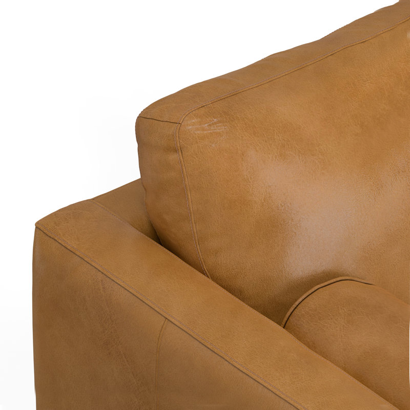 Sienna Leather L-Shaped Sectional Sofa with Ottoman