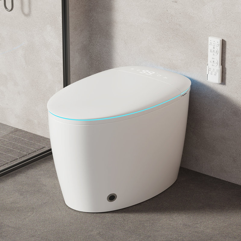 Toilette intelligente avec couvercle et siège automatiques, siège chauffant, fonction bidet, pression et température d'eau réglables, séchoir à air chaud, affichage à DEL et télécommande, idéal pour la maison, les hôtels, les appartements et plus encore