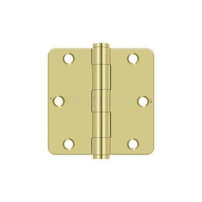 Charnière à rayon 3 1/2 po x 3 1/2 po x 1/4 po Deltana S35R4HD3, paire de laiton HD poli
