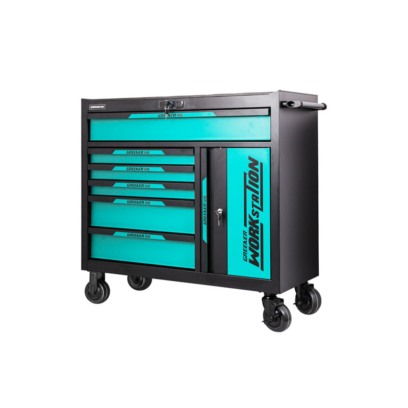 Plouffe 40.9'' W Steel Bottom Rollaway Chest with Wheels, Blue/Black