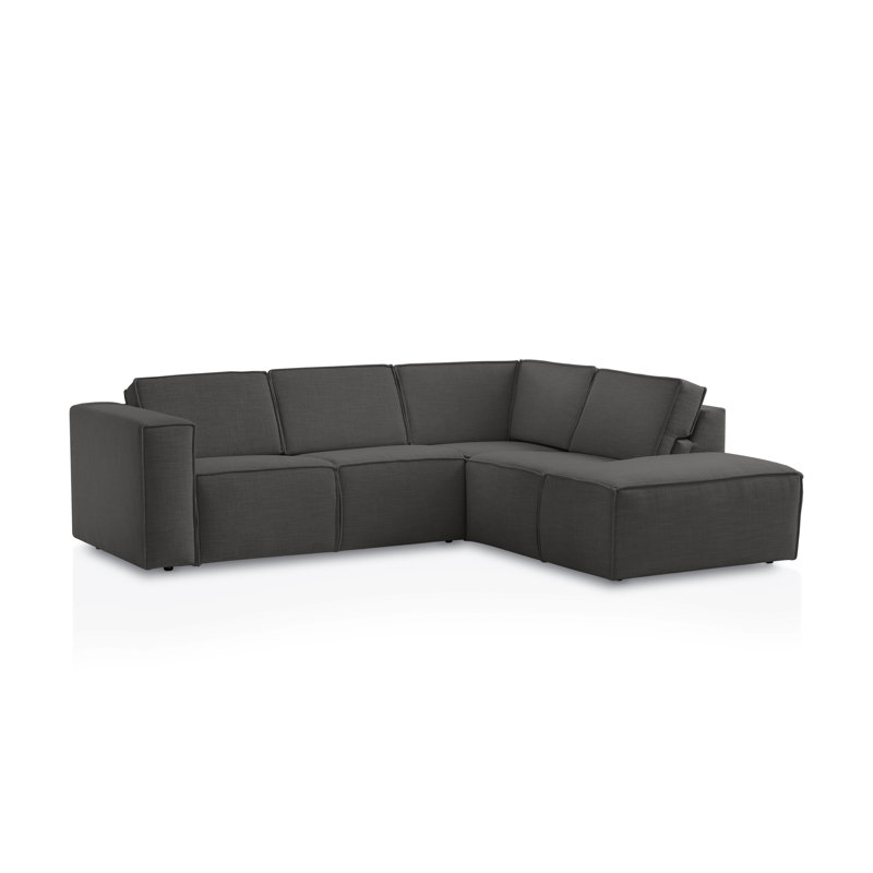Corner Sofa, Black, Right Hand Facing