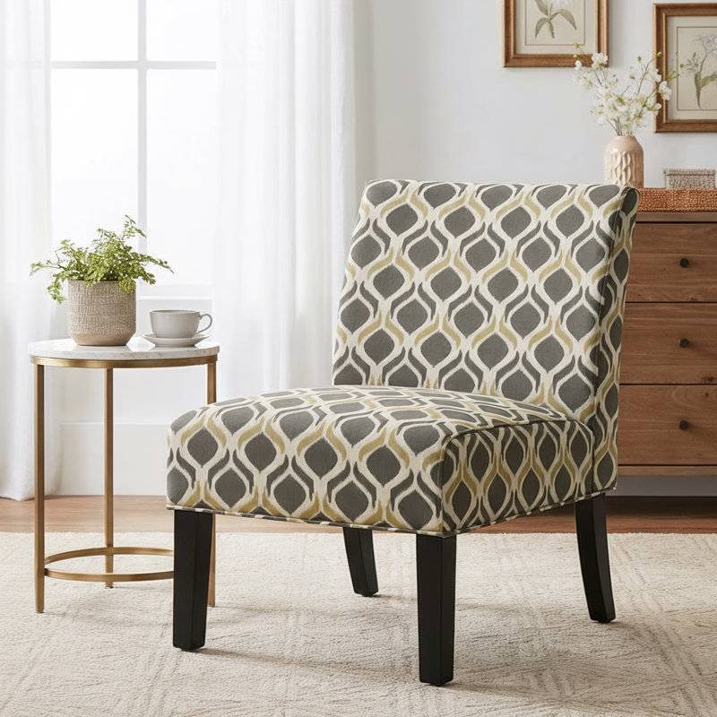 Aerius Upholstered Accent Chair, Yellow/Gray
