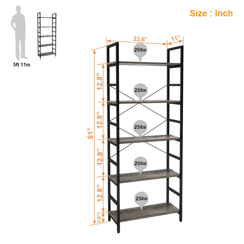 Jeycob Bookcase, Gray